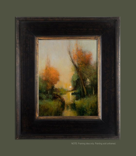 Autumn Trees Creek impressionist tonal landscape