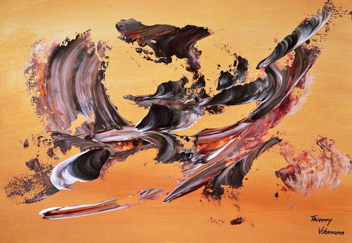 Abstract Acrylic Painting By Thierry Vobmann. Abstract ., 17 X 12", Ideal Gift 125, Original Artwork