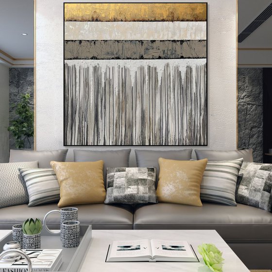 Courage - XL LARGE, GOLD ABSTRACT ART – EXPRESSIONS OF ENERGY AND LIGHT. READY TO HANG!