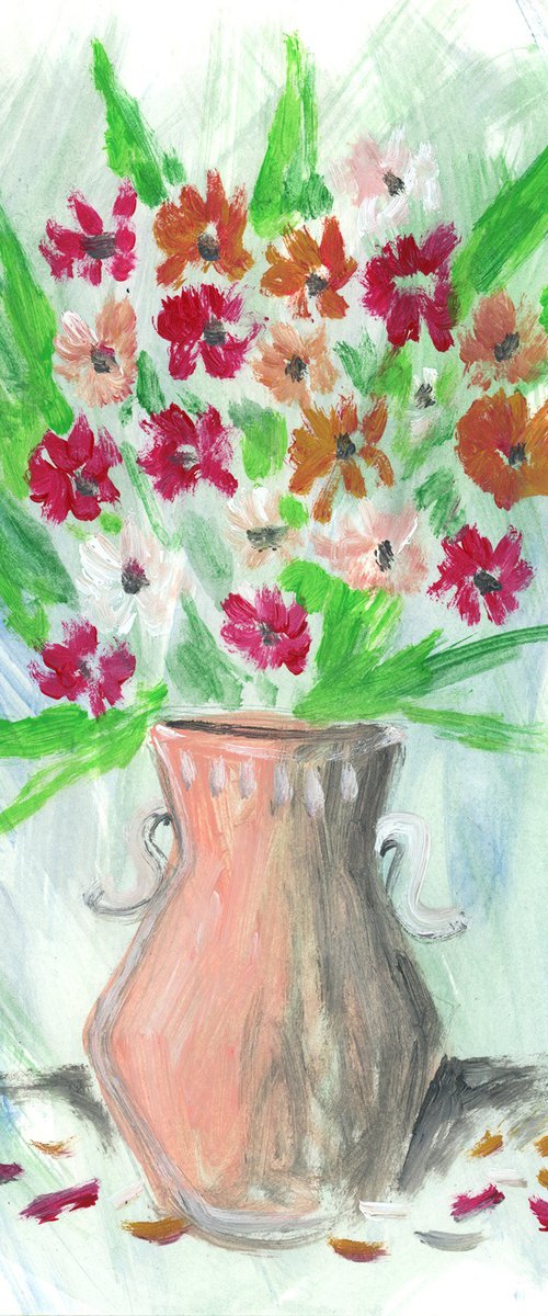 Flowers In A Clay Vase by Anton Maliar