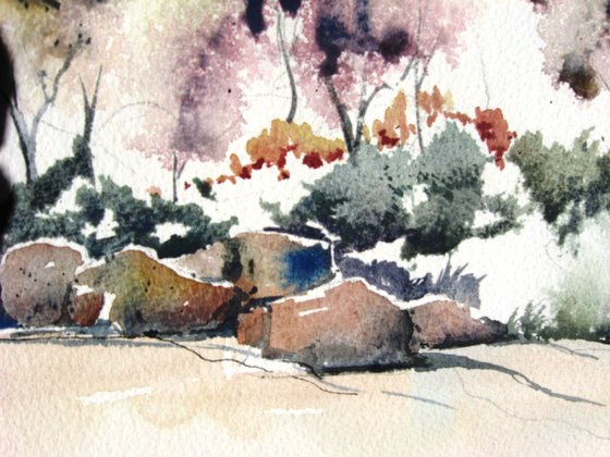 Autumn Cottonwoods 2 - Original Watercolor Painting