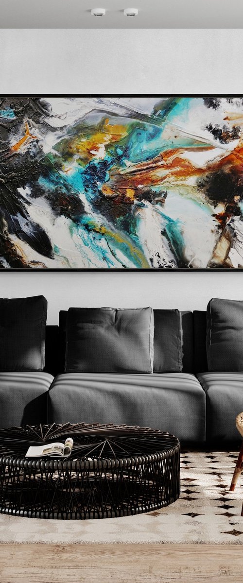 Blended Potion 240cm x 100cm Textured Abstract Art by Franko