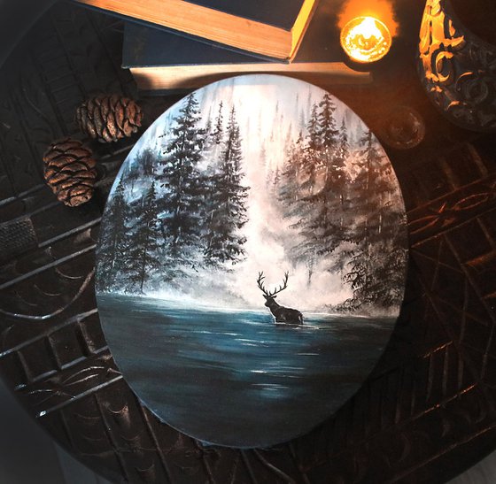 Silent Stillness oval canvas artwork