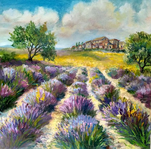 Landscape with Lavender 40*40cm by Ann Krasikova