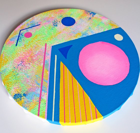 Abstract Circle #2 Painting on Round Canvas