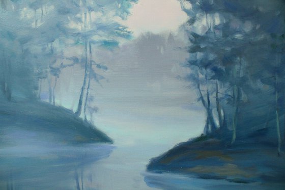 Blue fog on the lake