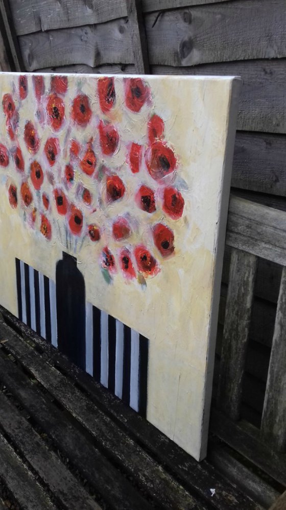 Poppies in a Black Vase