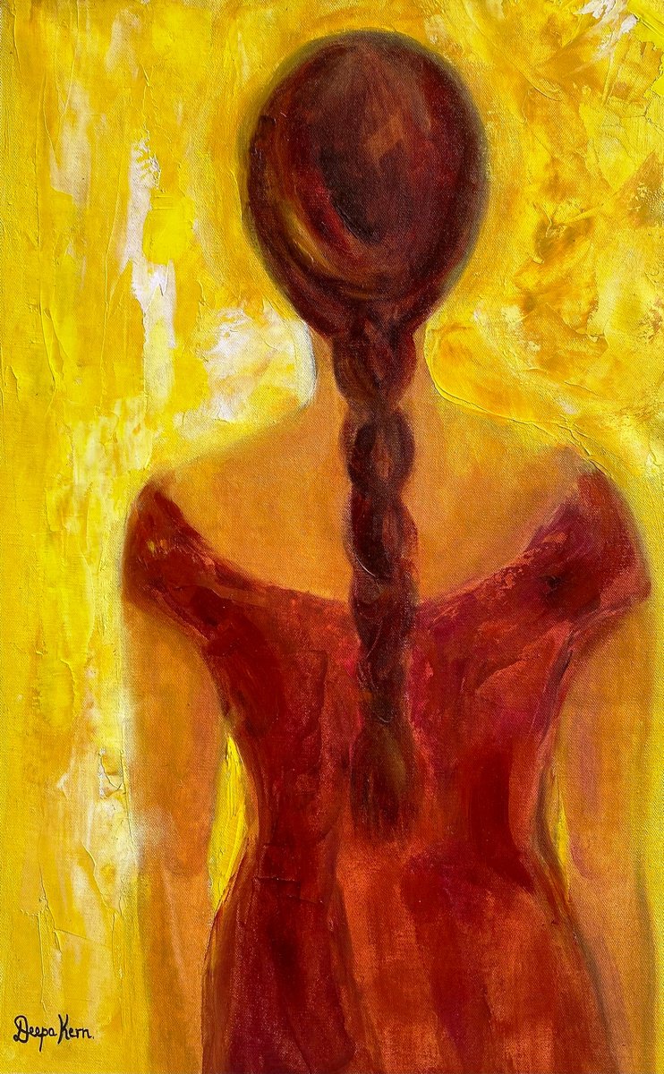 Impressionistic Portrait Oil Painting By Deepa Kern, 16 X 24, Indian Summer 5, Original Artwork