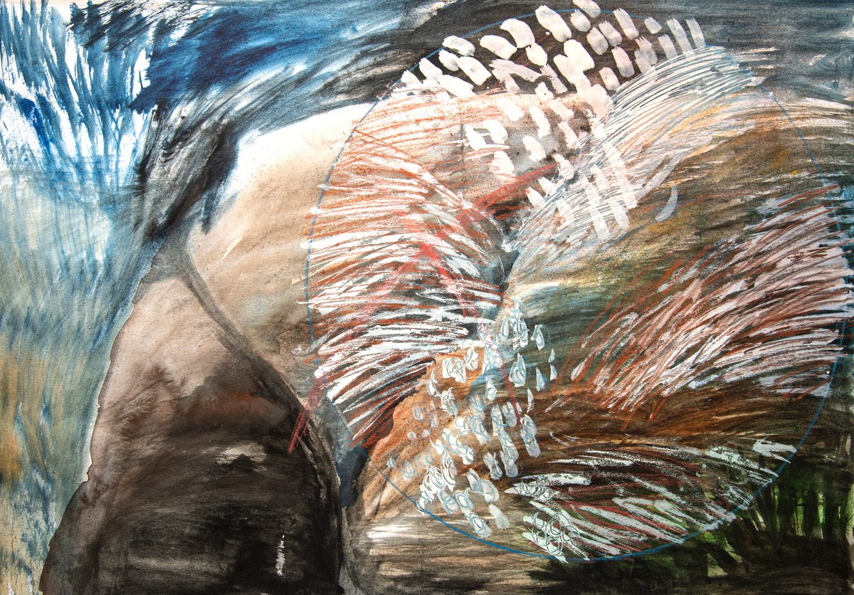 Expressive Abstract Oil Painting By Elizabeth Anne Fox, 33 X 23, Below The Pond 4, Original Artwork