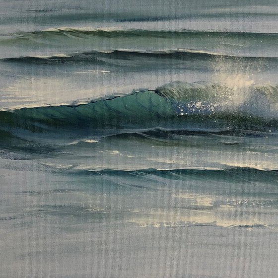 Deliverance, ocean wave oil painting by Eva Volf