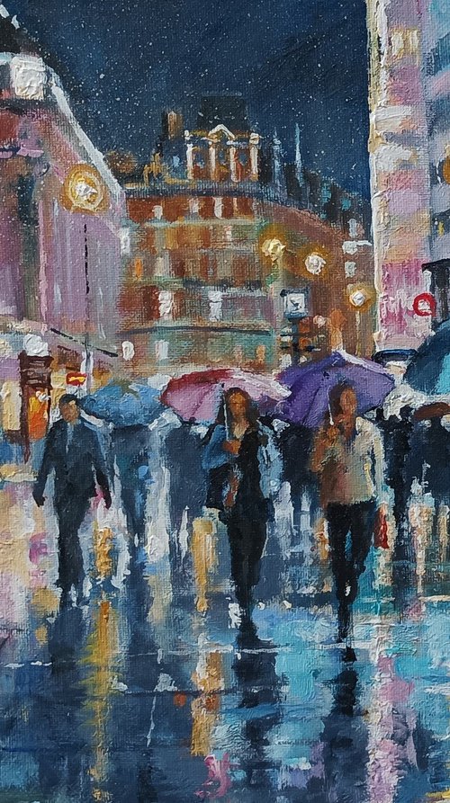 London Night, Leicester Sq by Alan Harris