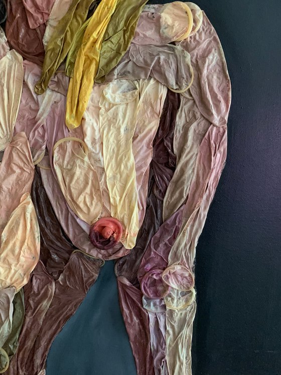 Naked woman nude female condom artwork
