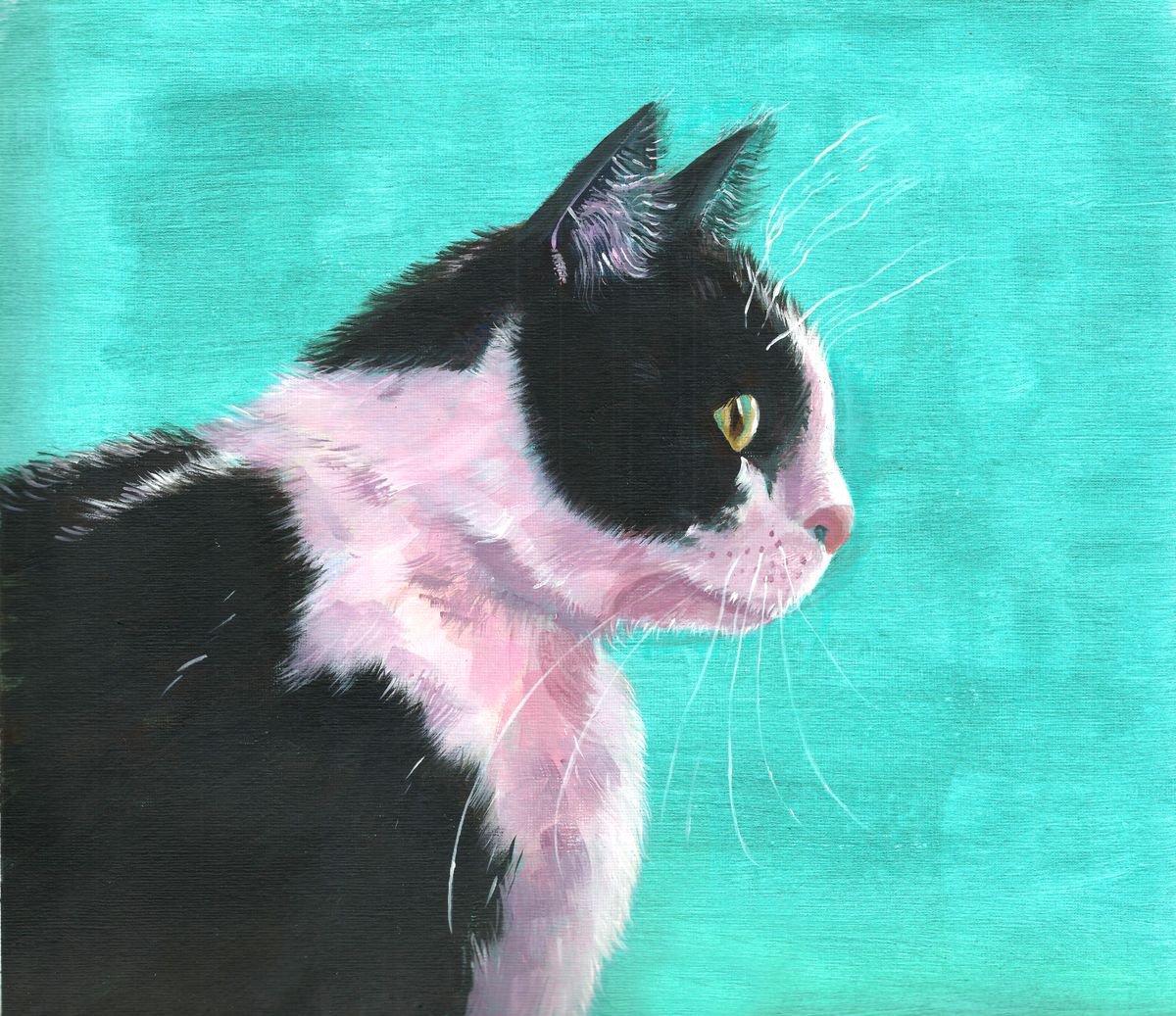 Expectation- cat painting by Mary Stubberfield