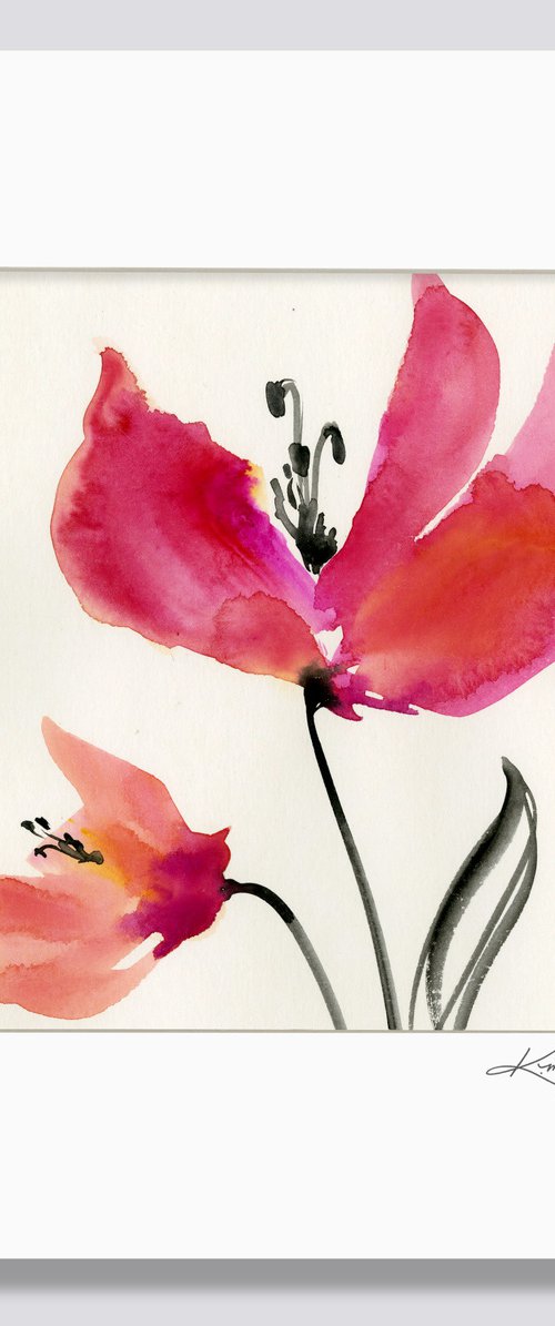 Abstract Floral 111 - Watercolor Poppy Painting by Kathy Morton Stanion by Kathy Morton Stanion