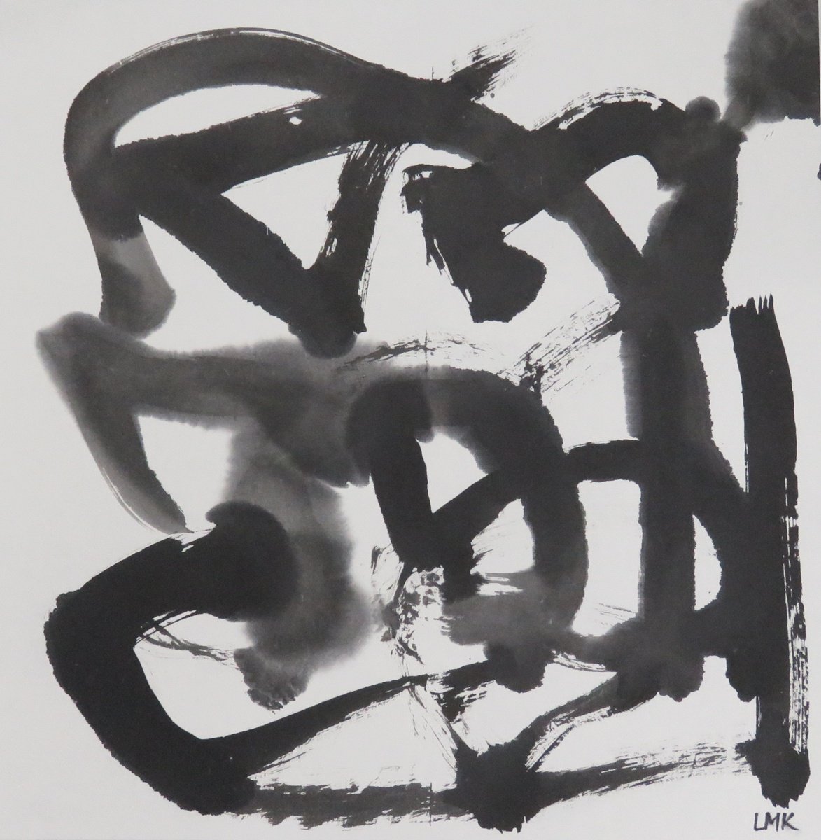 Abstract Ink Drawing By Lee Man Ki Joyce, 14 X 14", Developing Qi (My Style) - Exercise 2, Original Artwork