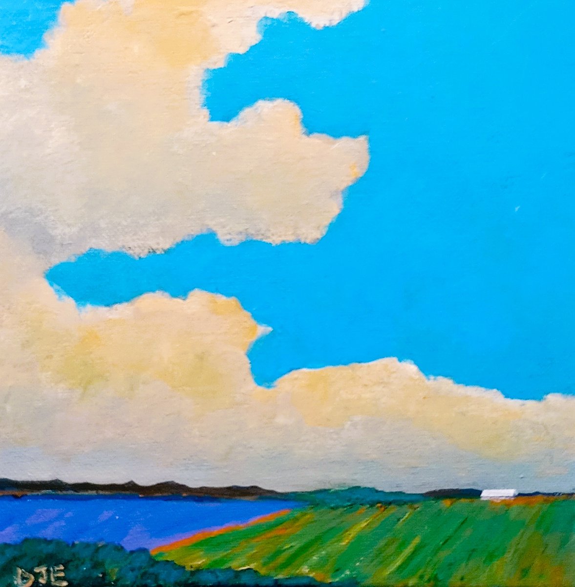 Impressionistic Landscape Acrylic Painting By David J Edwards, 8 X 8, Essex Afternoon, Original Artwork