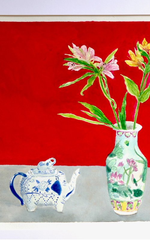 Elephant Teapot with Chinese vase by Keith Alexander