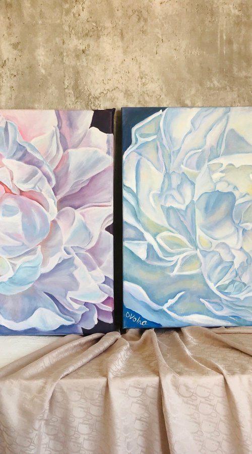 Diptych Peonies by Olga Volna