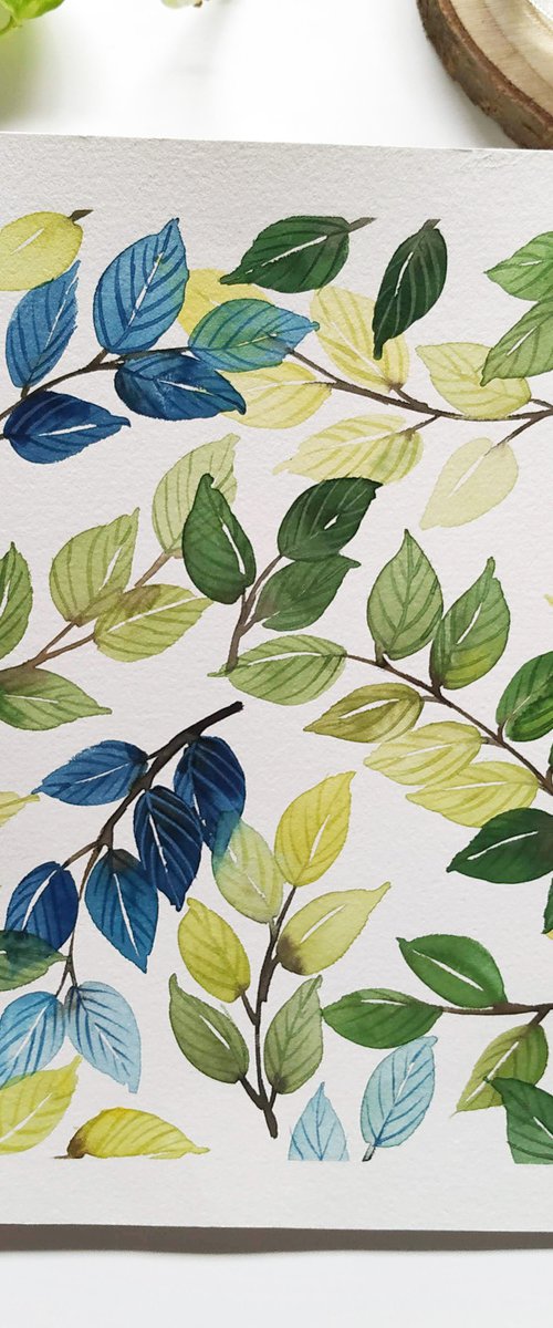 Watercolor Eucalyptus Leaves by Anja Boban