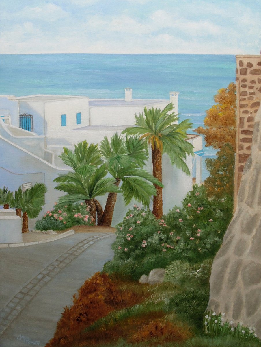 Impressionistic Landscape Oil Painting By Angeles M. Pomata, 18 X 24, A Corner In San Jose, Original Artwork