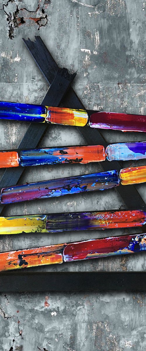 "This Painting Will Save Your Life" - Original PMS Mixed Media Assemblage Sculptural Painting on Wood, - 33 x 28 inches by Preston M. Smith (PMS)