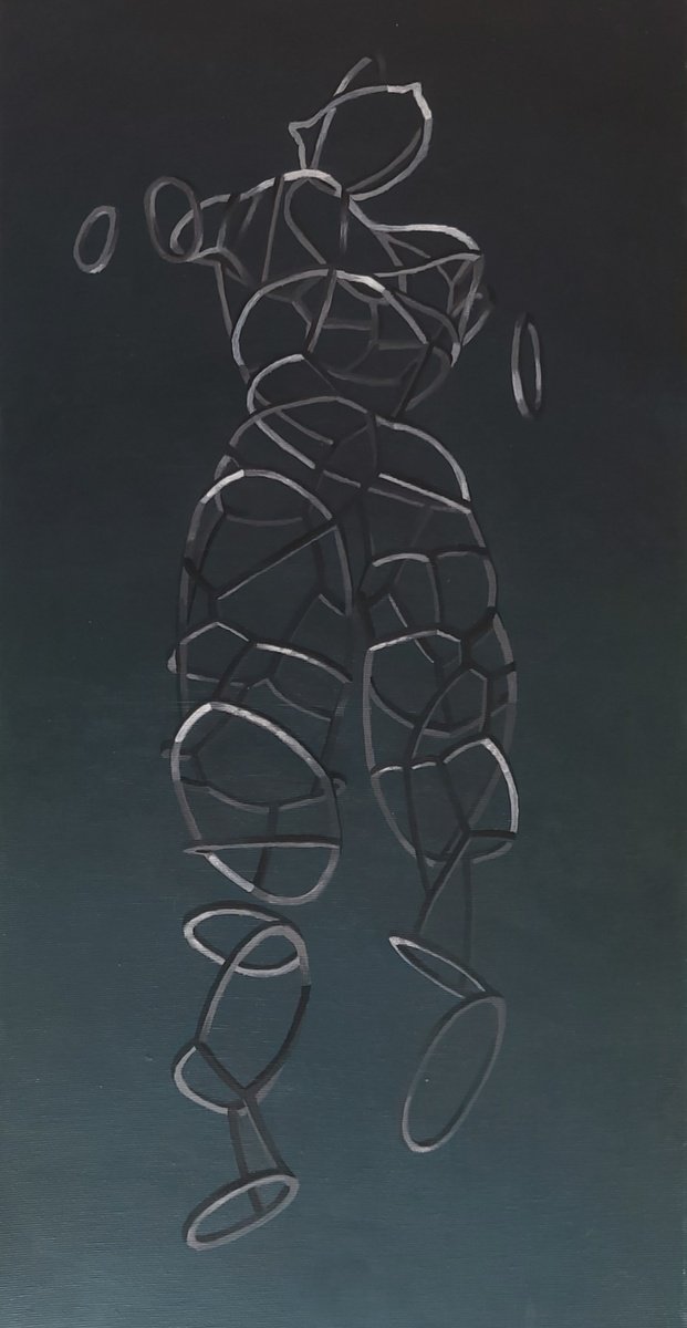 Organic Abstract Oil Painting By Wojciech Sumara, 12 X 24", Untitled, Original Artwork