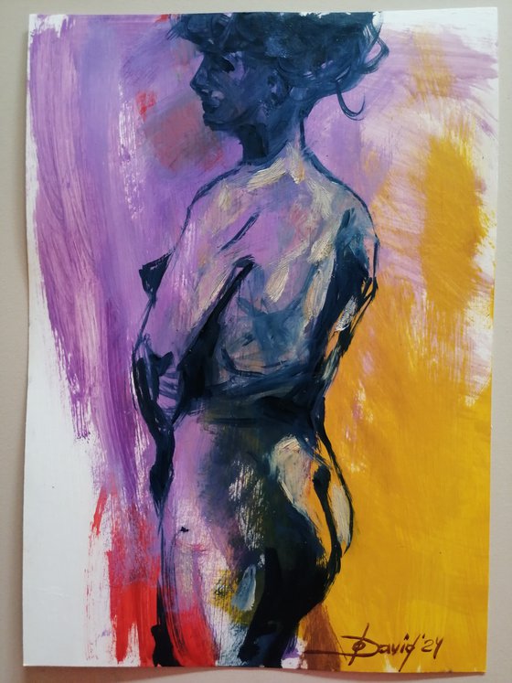 Nude-study women oil on paper