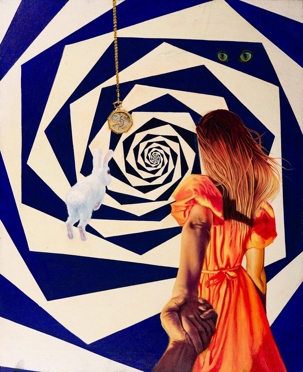 Surrealistic Oil Painting , Down The Rabbit Hole By Wyatt Todd, 24 X 30, Artwork For Sale On Artfinder