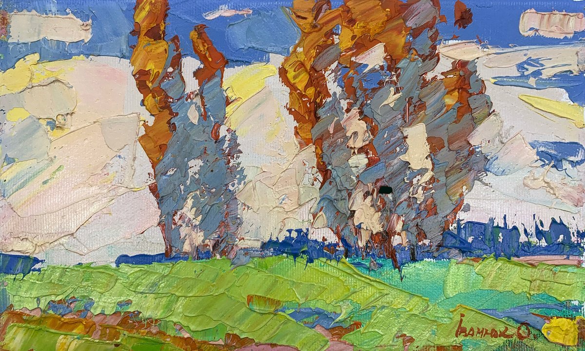 Impressionistic Landscape Oil Painting By Kalenyuk Alex, 10 X 6", Evening, Original Artwork