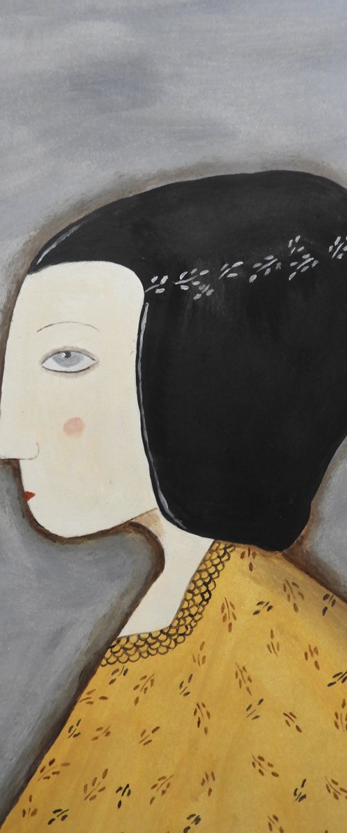 The woman in profile with black hair by Silvia Beneforti