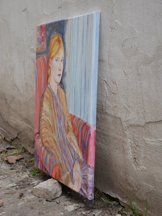 A girl in the old cardigan