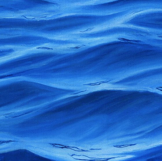 Water - Painting Seascape Original Art Ocean Artwork Wave Wall Art Water Small Painting 10" by 12"