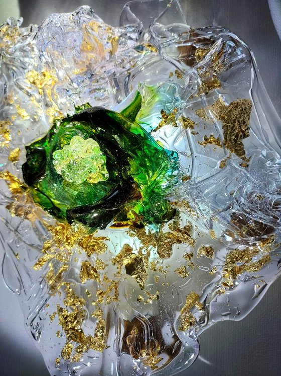 Glass Ocean Sculpture Gold