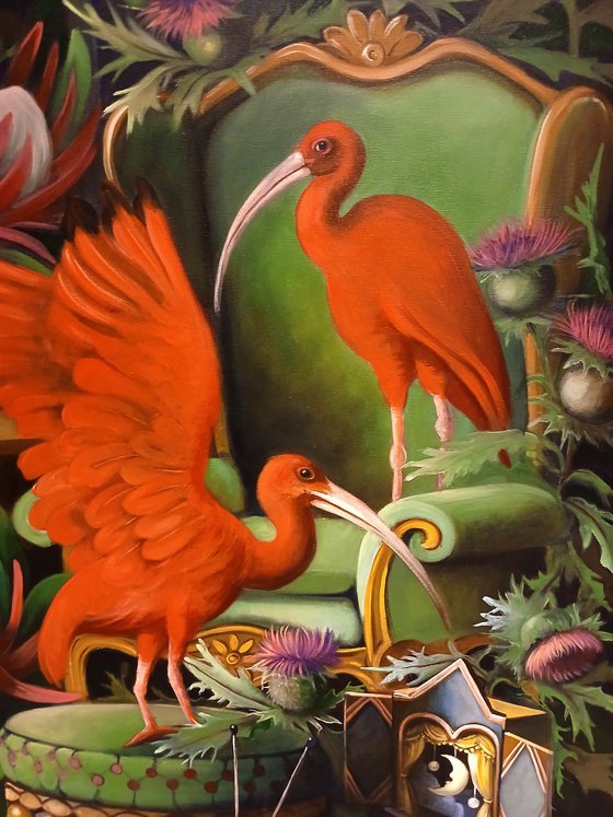 Red ibises and the tiny theatre