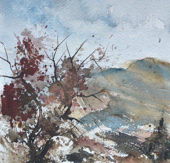 Winter in the mountains   watercolour