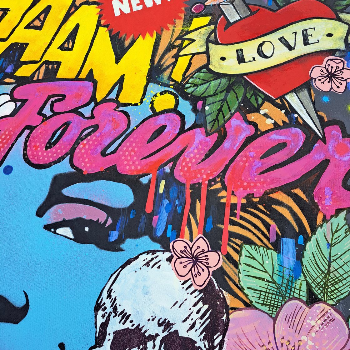 Ameri◇ART COLLAGE PRINT SHEER 上下 ピンク M（Ameri（アメリ）の  