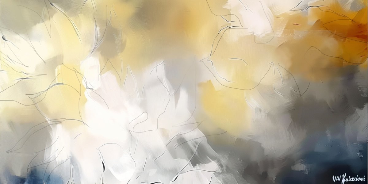 Abstract Acrylic Painting By V+V Kniazievi, 51 X 28", Magic Airy Peonies #2, Original Artwork