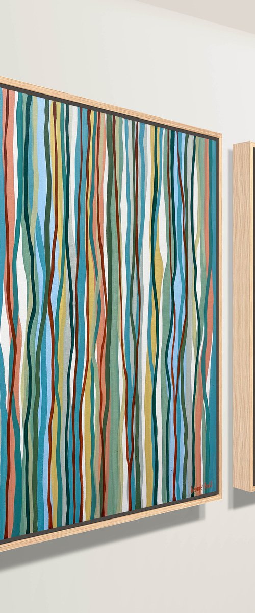 Yarrabee Twins - 79cm squ each- acrylic painting on canvas by George Hall