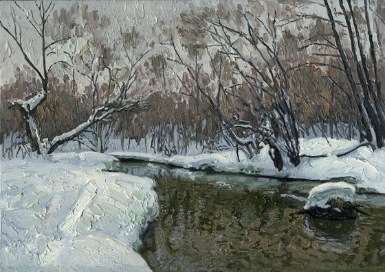 February in Kuzminki. The Churilikha River