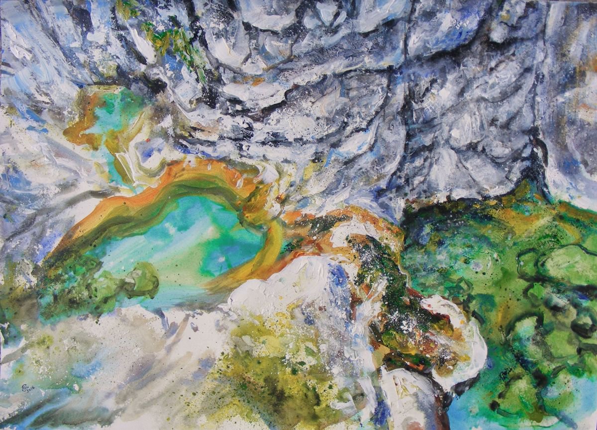 Abstract Landscape Acrylic Painting By Ivan Grozdanovski, 28 X 20, Bath Of Zeus, Original Artwork