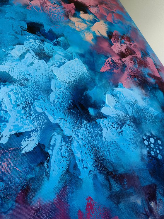 "Abstract Floral Symphony" from "Colours of Summer" collection, XXL abstract flower painting