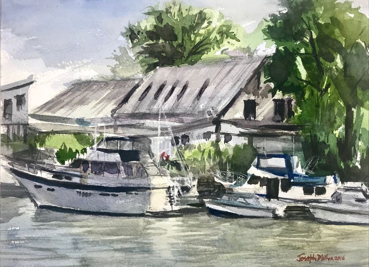 Boats on the Fraser river by Joseph Peter D’silva