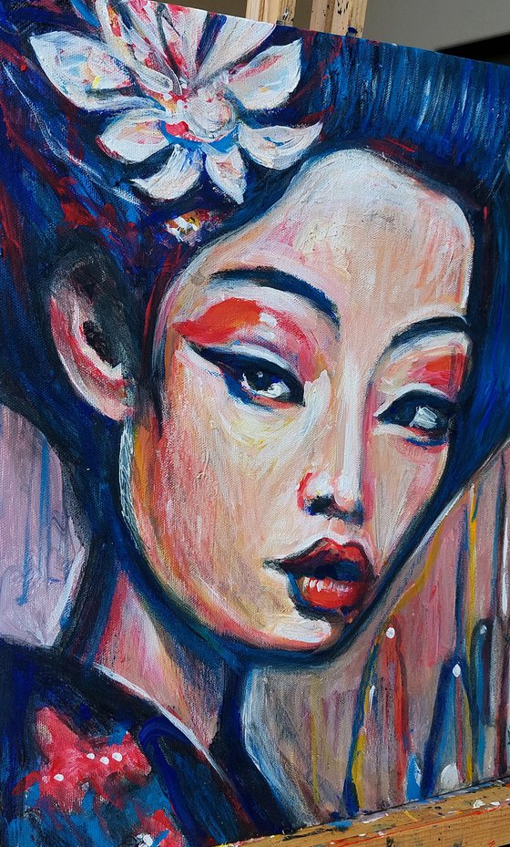 Geisha with Flower