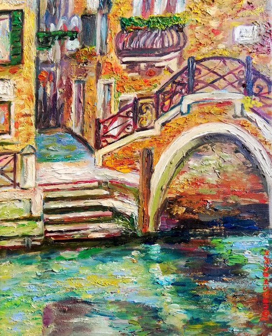 "A Walk in Venice" Original Oil Artwork 8 by 10"