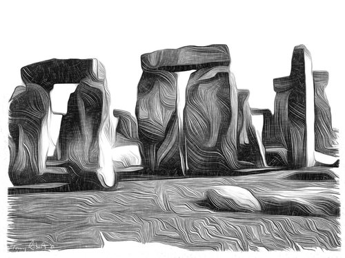 The Stones - Stonehenge drawing by Tony Roberts