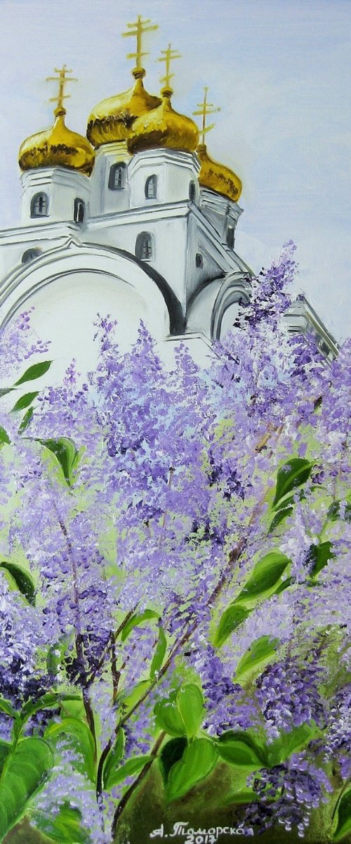 Church Behind Lilacs by Alexandra Tomorskaya/Caramel Art Gallery
