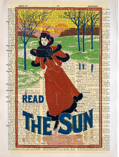 Read the Sun - Collage Art Print on Large Real English Dictionary Vintage Book Page by Jakub DK - JAKUB D KRZEWNIAK
