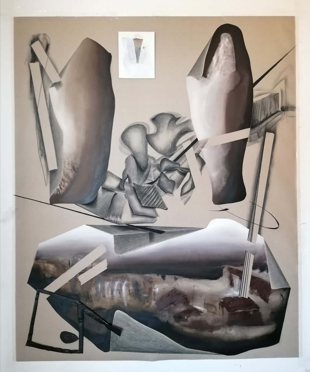 Surrealistic Abstract Oil Painting By Stefano Mazzolini, 59 X 71", Pasquas 13+20, Original Artwork