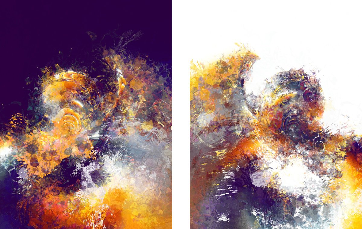 Sin titulo/XL large diptych set of 2 by Javier Diaz