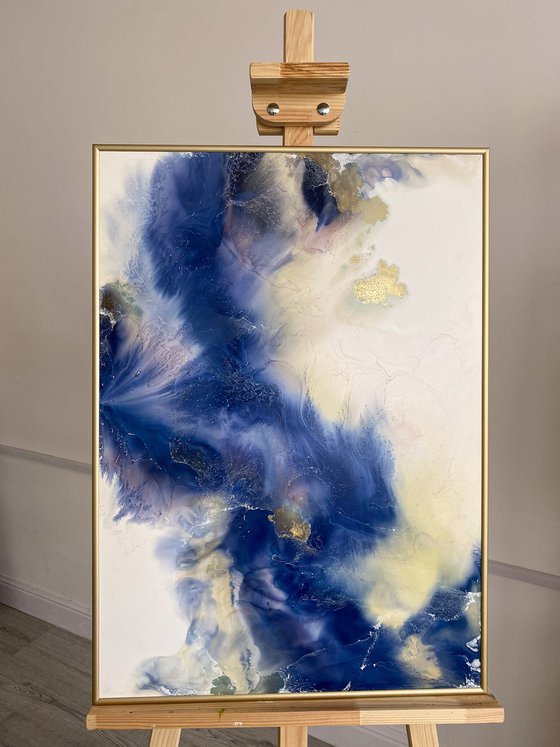 Blue and Gold Abstract Art